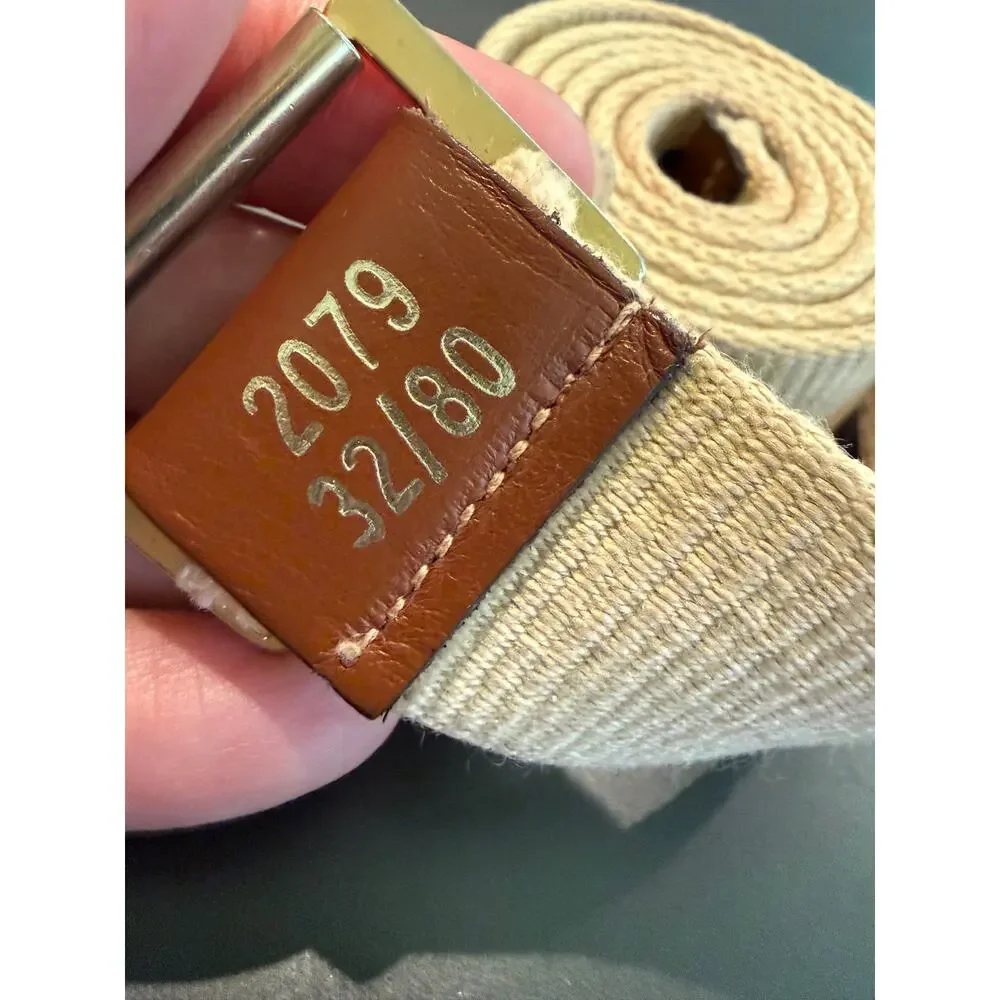 VTG 70's 80's Izod Lacoste Reversible Surcingle Belt Made in Italy Stripe Canvas